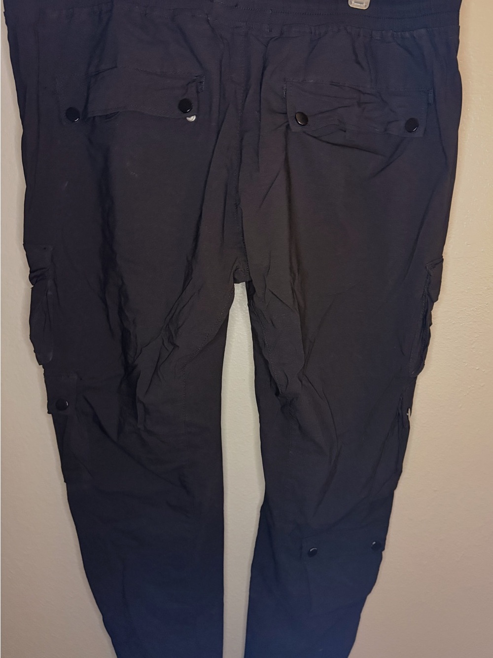 Men’s Rebel Minds Black Nylon Stacked Cargo Pants - Picture 2 of 4